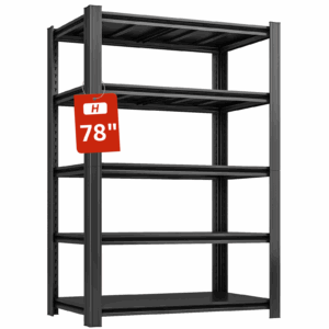 SYLOUGH 78" H Metal Garage Storage Shelves, 5 Tier Adjustable Shelving Unit for Warehouse, Office, Kitchen, Pantry, Living Room, Laundry Room, 48" W x 24" D, Load 2500 LBS, Black