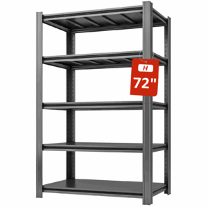 SYLOUGH 72" H Metal Garage Storage Shelves, 5 Tier Adjustable Shelving Unit for Warehouse, Office, Kitchen, Pantry, Living Room, Laundry Room, 35.43" W x 17.72" D, Load 2500 LBS, Black