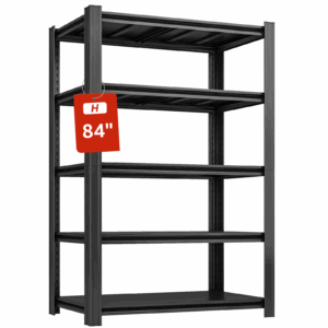 SYLOUGH 84" H Metal Garage Storage Shelves, 5 Tier Adjustable Shelving Unit for Warehouse, Office, Kitchen, Pantry, Living Room, Laundry Room, 48" W x 24" D, Load 2500 LBS, Black
