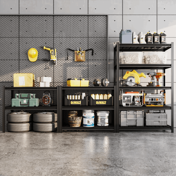 SYLOUGH 72" H Metal Garage Storage Shelves, 5 Tier Adjustable Shelving Unit for Warehouse, Office, Kitchen, Pantry, Living Room, Laundry Room, 35.43" W x 17.72" D, Load 2500 LBS, Black - Image 4