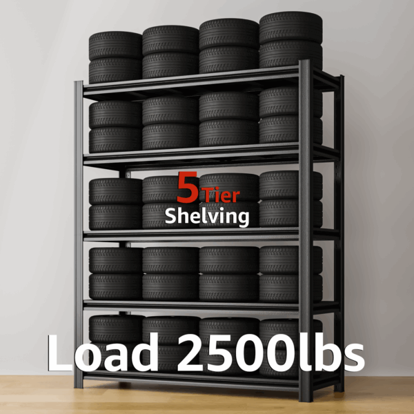 SYLOUGH 78" H Metal Garage Storage Shelves, 5 Tier Adjustable Shelving Unit for Warehouse, Office, Kitchen, Pantry, Living Room, Laundry Room, 48" W x 24" D, Load 2500 LBS, Black - Image 7